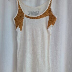 Threads 4 Thought Gold Beaded Ivory Tank Top S